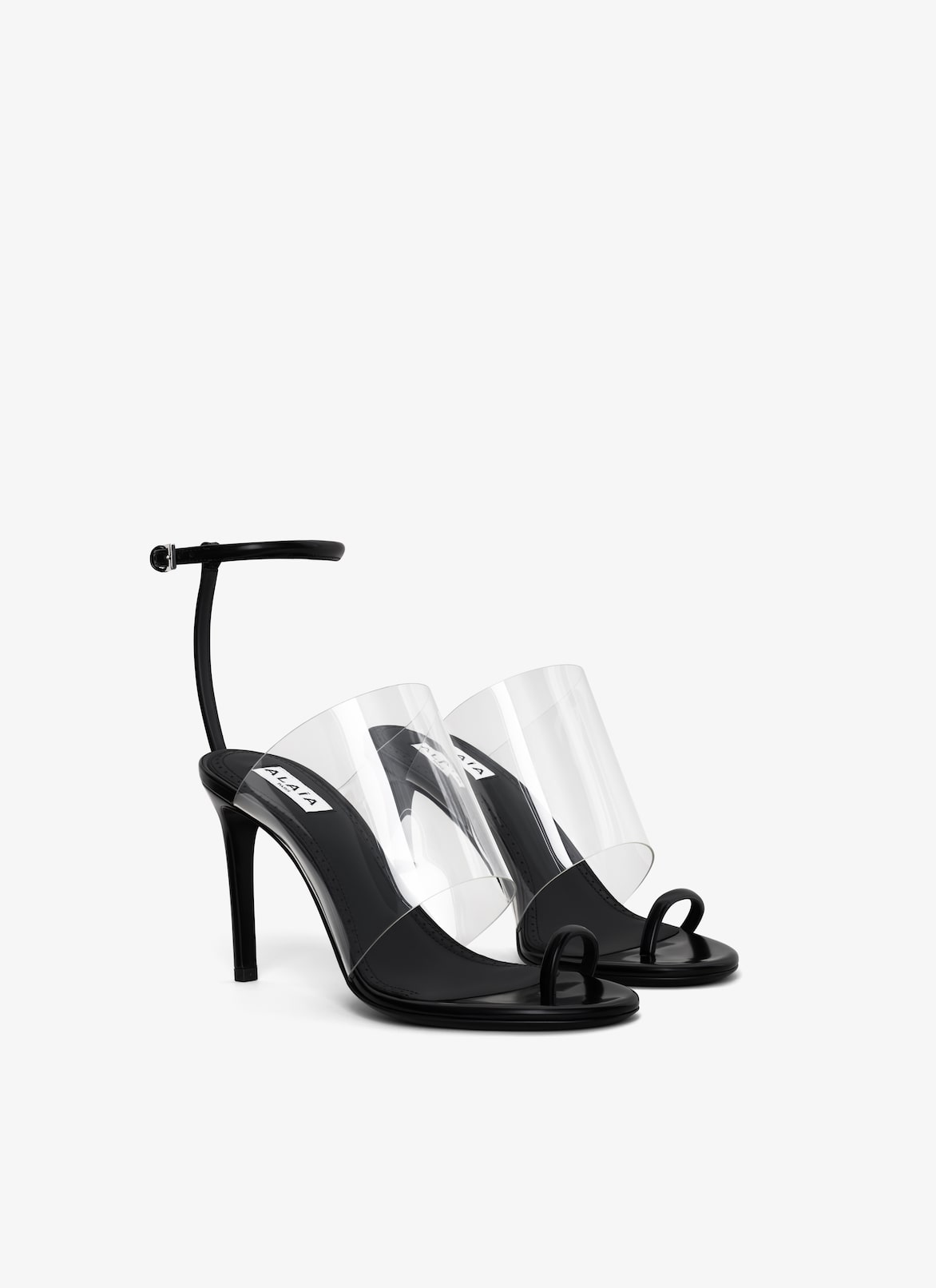 ASYMMETRIC SANDALS IN LEATHER ALAÏA BLACK ASYMMETRIC SANDALS IN LEATHER